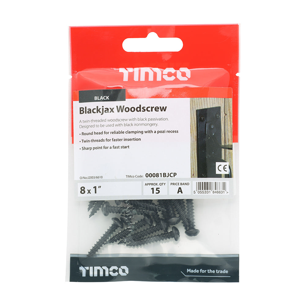 8 x 1 - Blackjax Screw PZ2 - Black