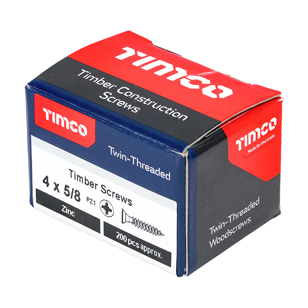 4 x 5/8  - Twin Woodscrew PZ1 CSK Zinc