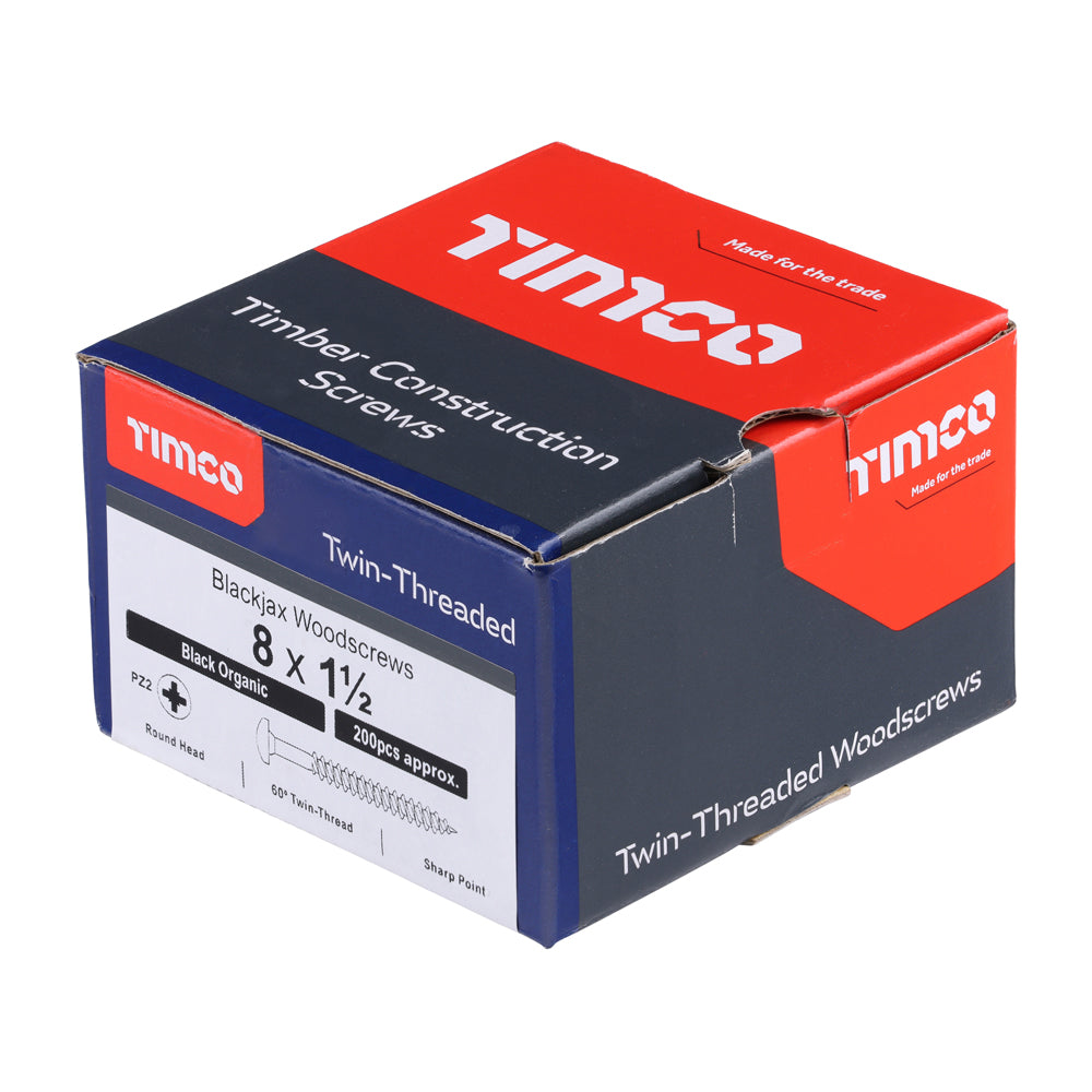 8 x 1 1/2 - (40mm x 4mm) - Blackjax Screw PZ2 - Black