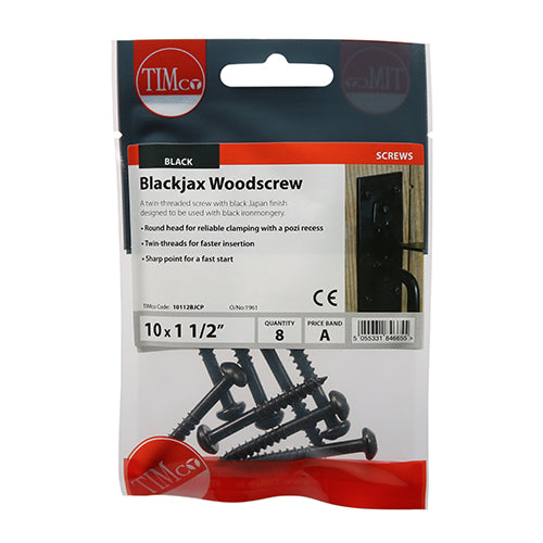 10 x 1 1/2 - Blackjax Screw PZ2 - Black