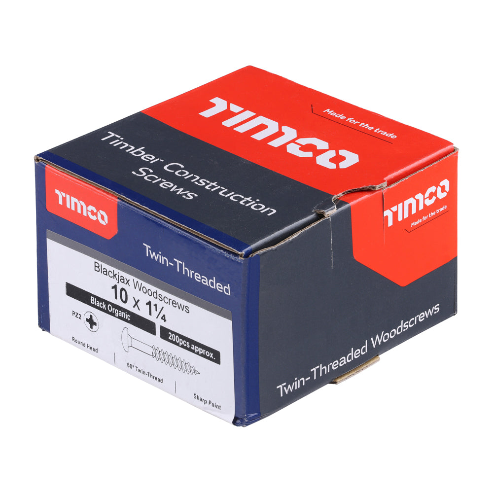 10 x 1 1/4 - (30mm x 5mm) - Blackjax Screw PZ2 - Black