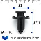 Push Fit Rivet, 10mm, Black - image 2
