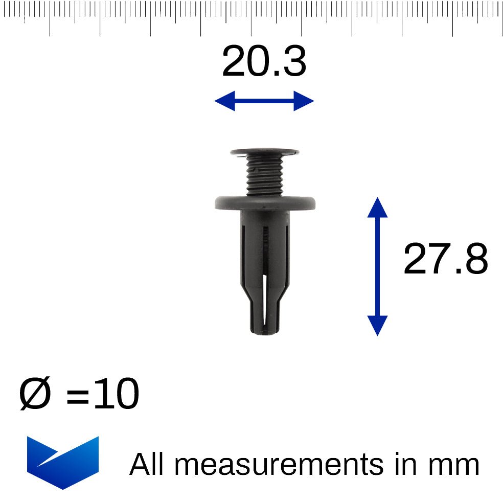 Plastic Rivet, Screw Fit, 10mm Hole, 20mm Head - image 2