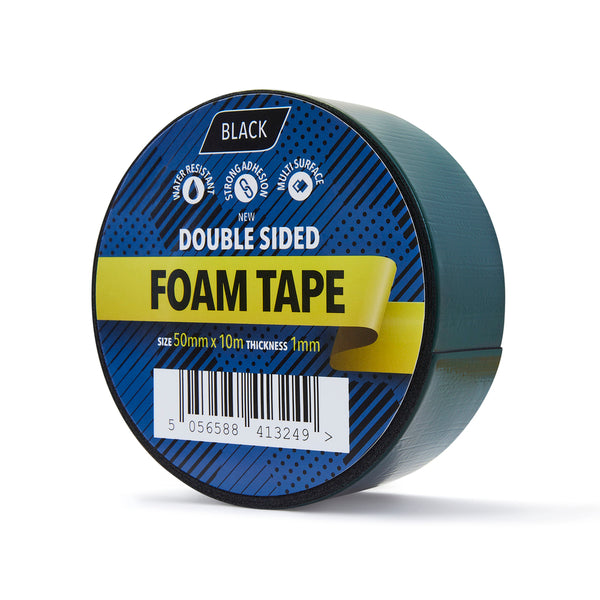 25mm x 10m Black Double Sided Foam Tape - 1 Roll