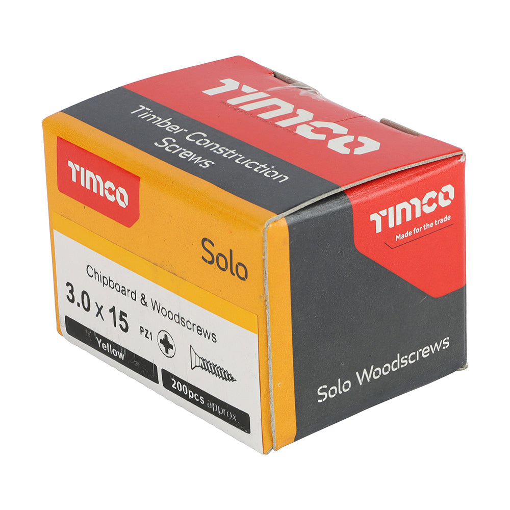 3.0 x 15 - Solo Woodscrew PZ1 CSK ZYP