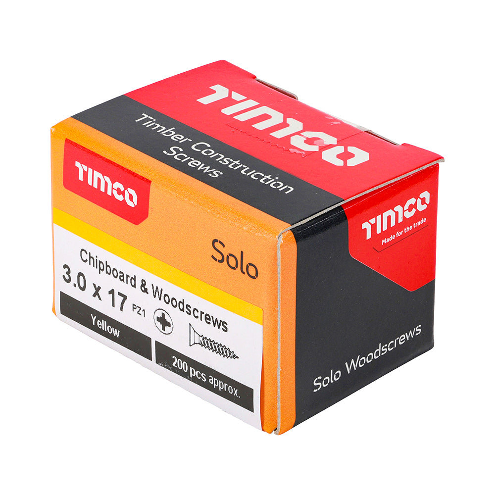 3.0 x 17 - Solo Woodscrew PZ1 CSK ZYP