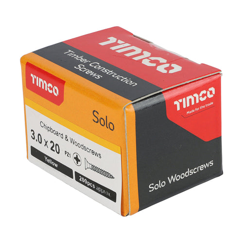 3.0 x 20 - Solo Woodscrew PZ1 CSK ZYP