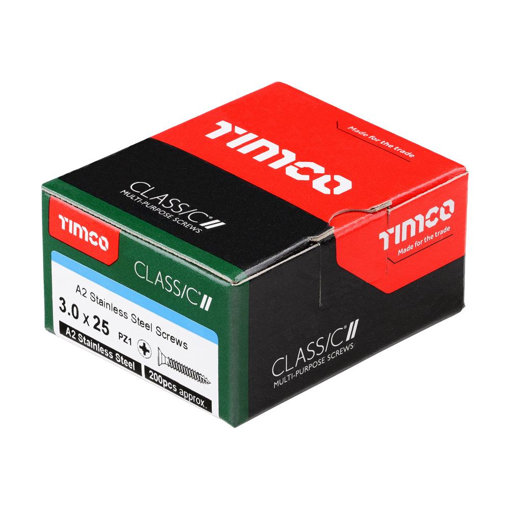 3.0 x 25 - Classic Screw PZ1 CSK A2 SS