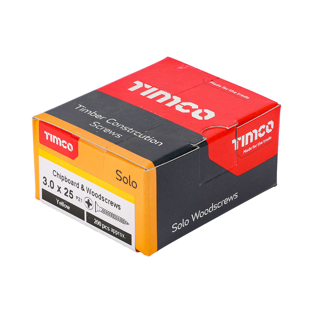 3.0 x 25 - Solo Woodscrew PZ1 CSK ZYP