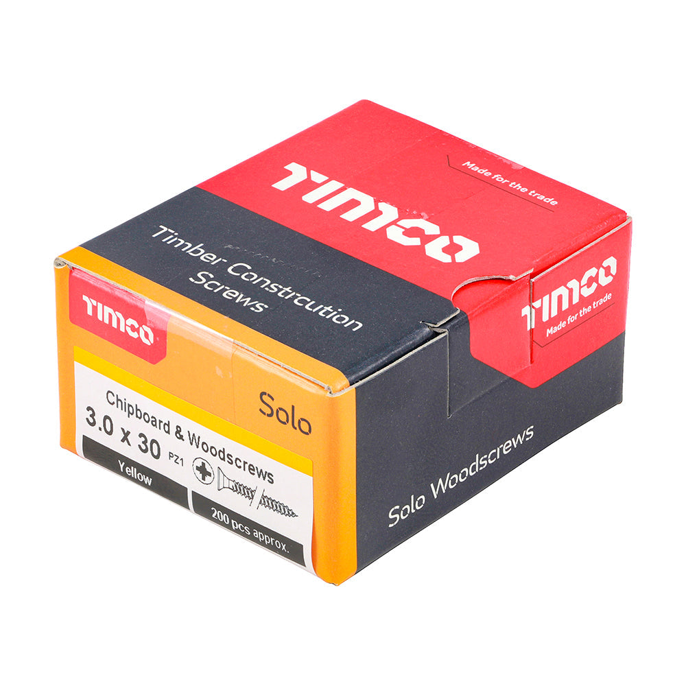 3.0 x 30 - Solo Woodscrew PZ1 CSK ZYP