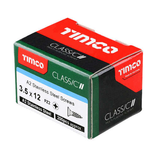 3.5 x 12 - Classic Screw PZ2 CSK A2 SS