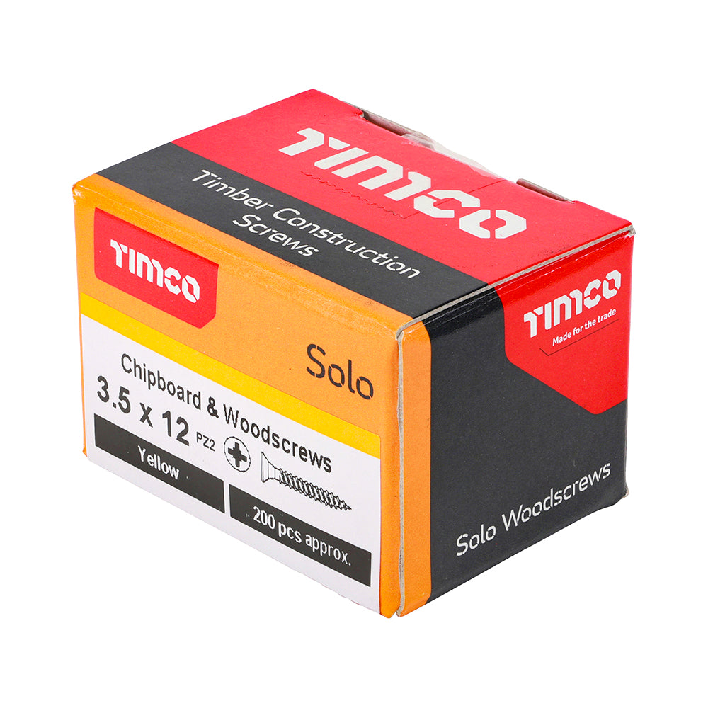 3.5 x 12 - Solo Woodscrew PZ2 CSK ZYP