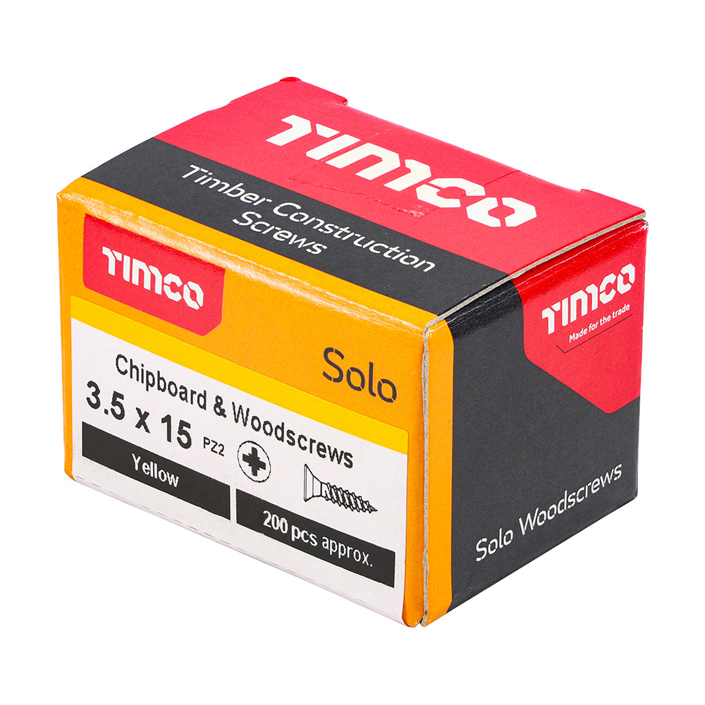 3.5 x 15 - Solo Woodscrew PZ2 CSK ZYP