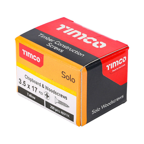 3.5 x 17 - Solo Woodscrew PZ2 CSK ZYP