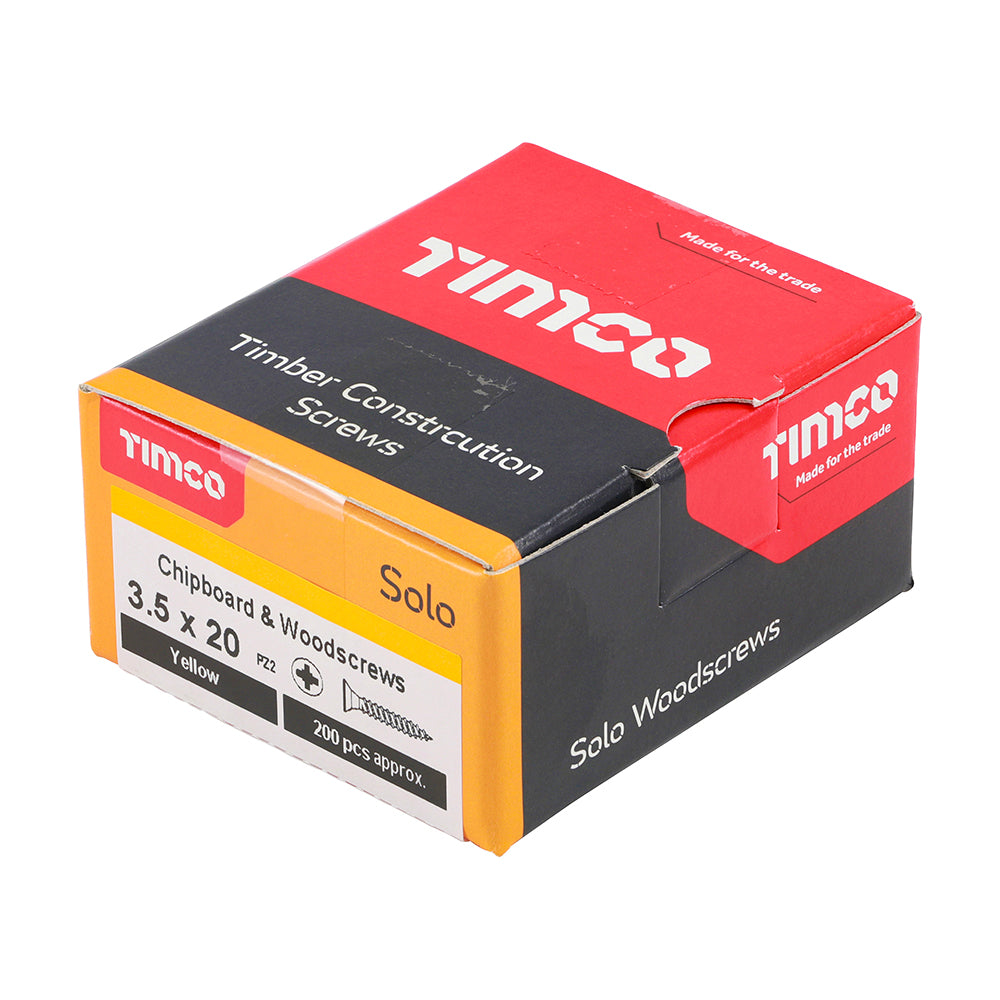 3.5 x 20 - Solo Woodscrew PZ2 CSK ZYP