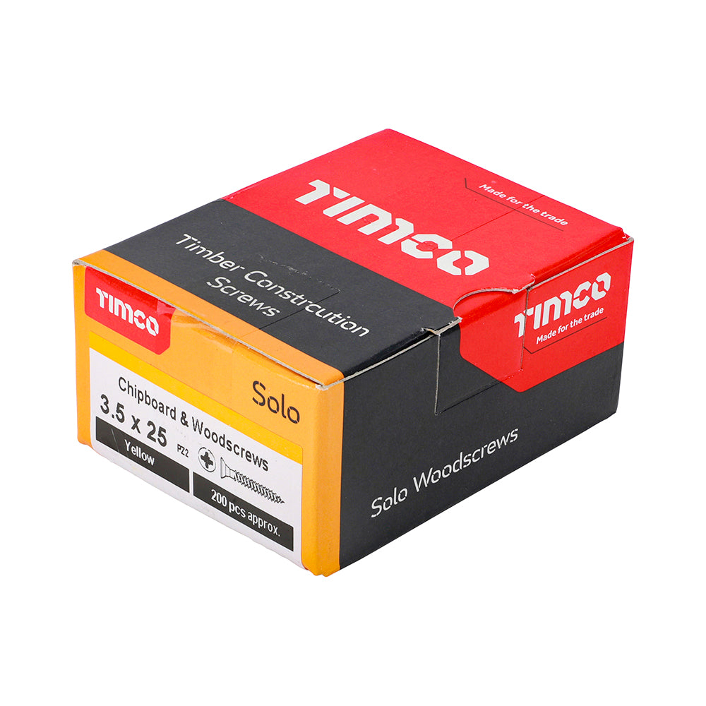 3.5 x 25 - Solo Woodscrew PZ2 CSK ZYP