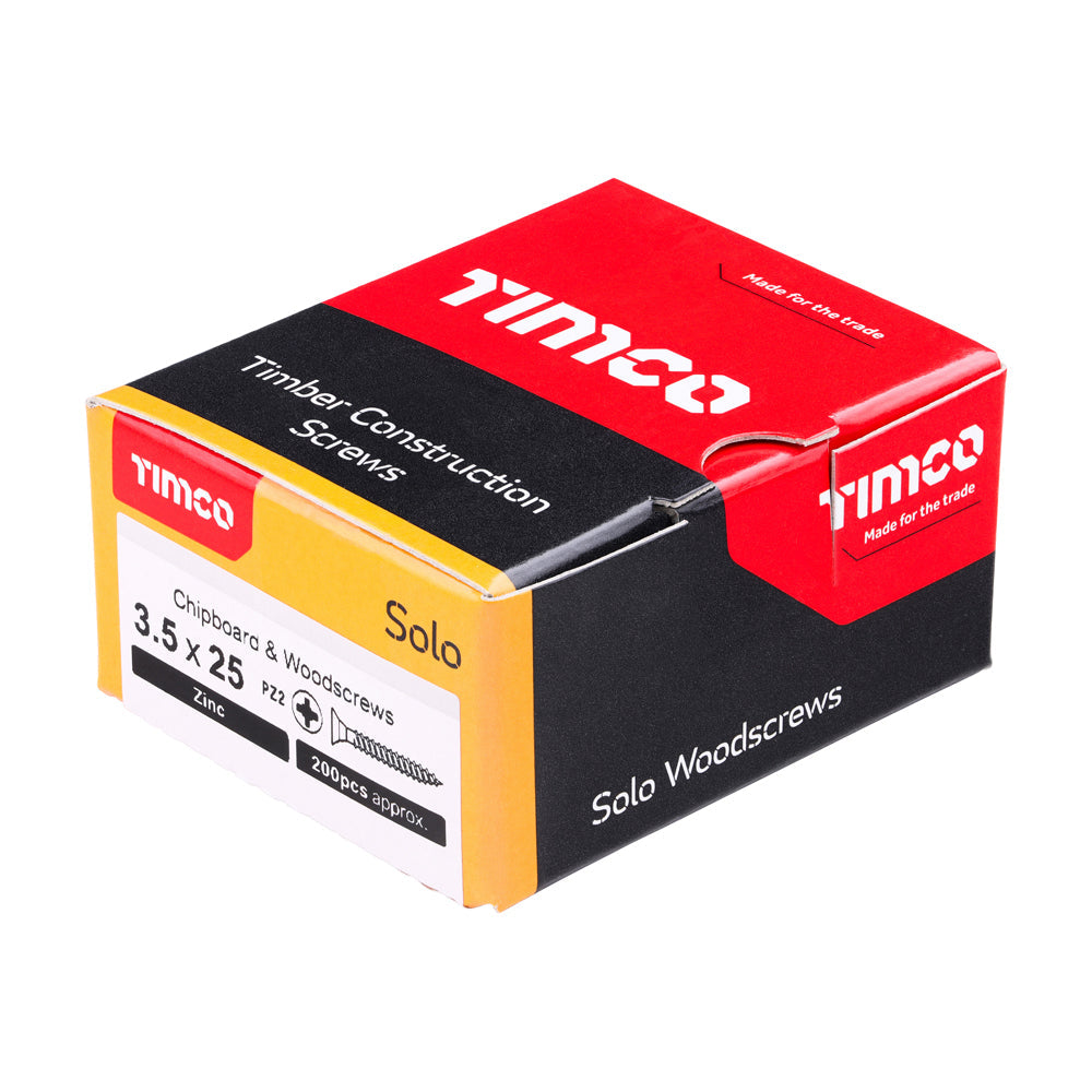 3.5 x 25 - Solo Woodscrew PZ2 CSK Zinc