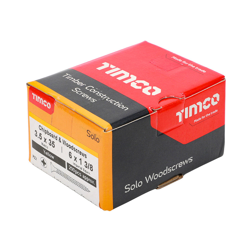 3.5 x 35 - Solo Woodscrew PZ2 CSK ZYP