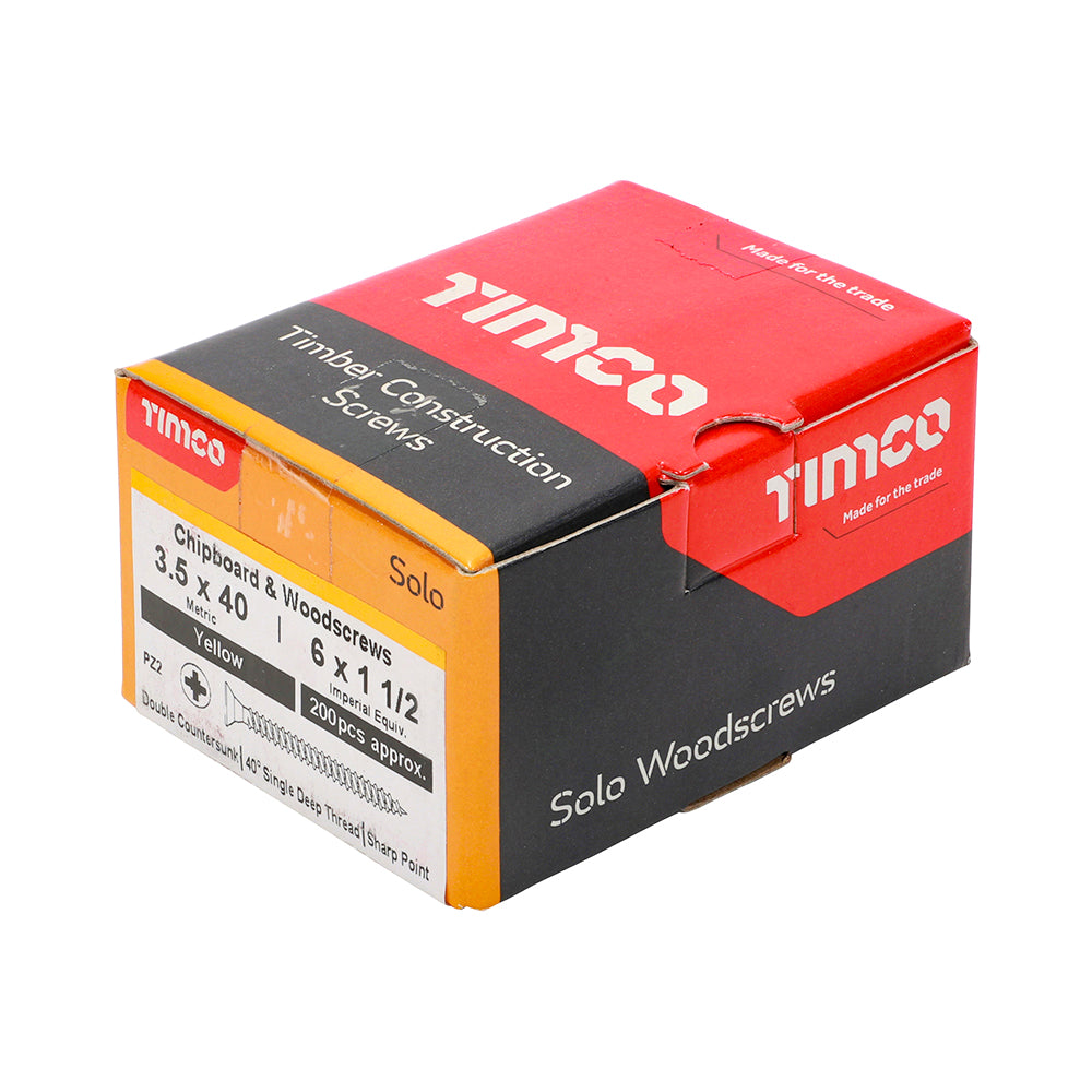 3.5 x 40 - Solo Woodscrew PZ2 CSK ZYP