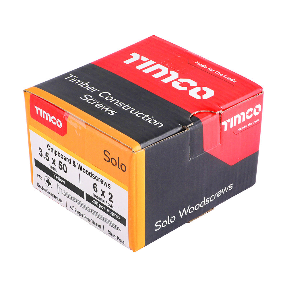 3.5 x 50 - Solo Woodscrew PZ2 CSK ZYP