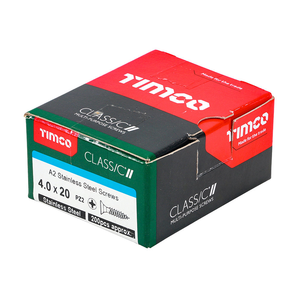 4.0 x 20 - Classic Screw PZ2 CSK A2 SS