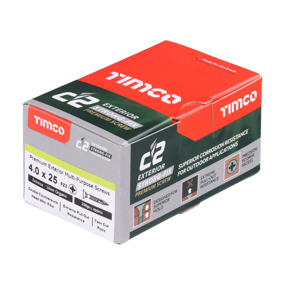 4.0 x 25 - C2 Exterior Strong-Fix - PZ - Twin-Cut - Silver