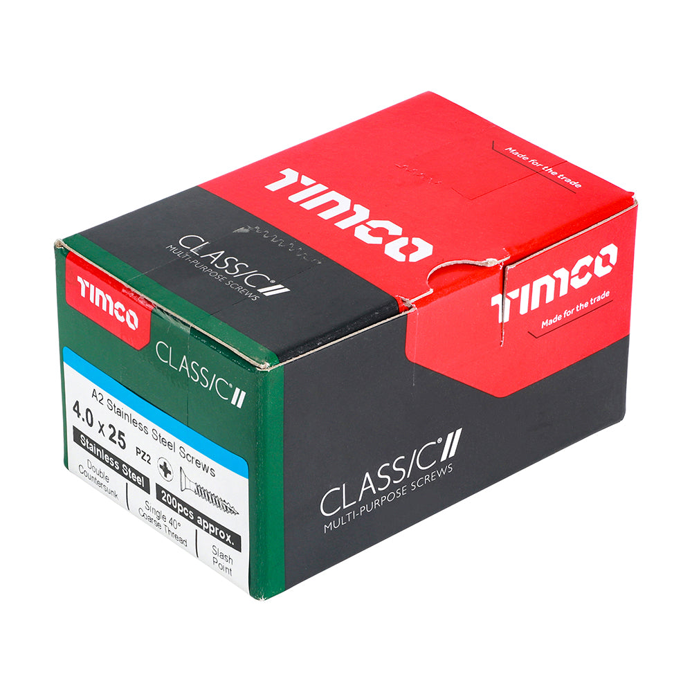 4.0 x 25 - Classic Screw PZ2 CSK A2 SS