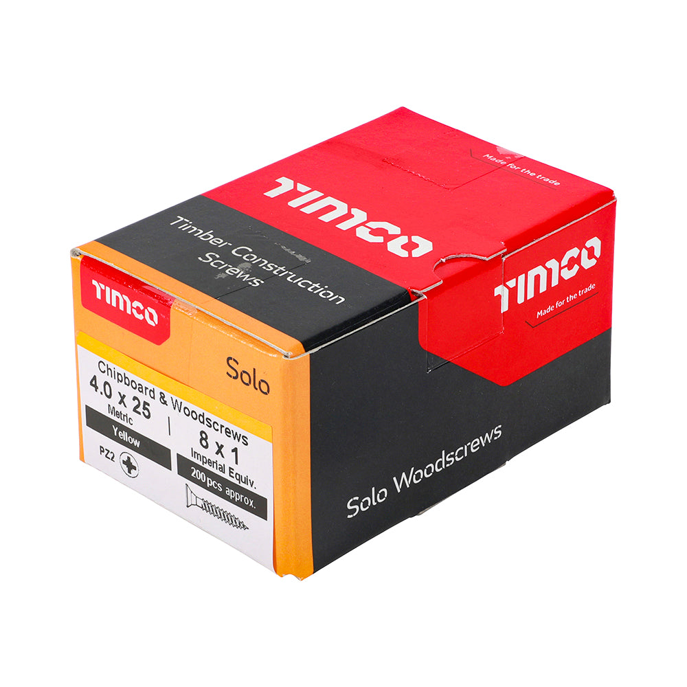 4.0 x 25 - Solo Woodscrew PZ2 CSK ZYP