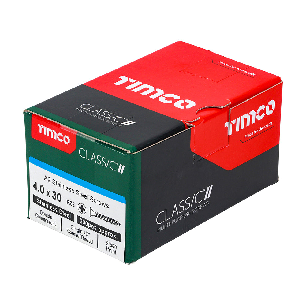 4.0 x 30 - Classic Screw PZ2 CSK A2 SS