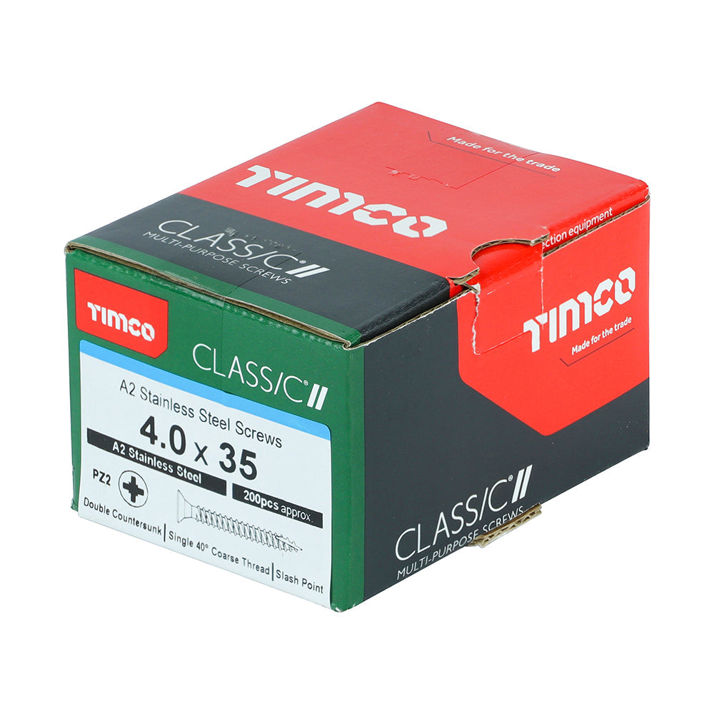 4.0 x 35 - Classic Screw PZ2 CSK A2 SS