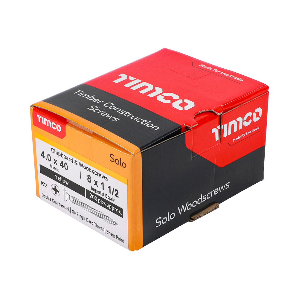 4.0 x 40 - Solo Woodscrew PZ2 CSK ZYP