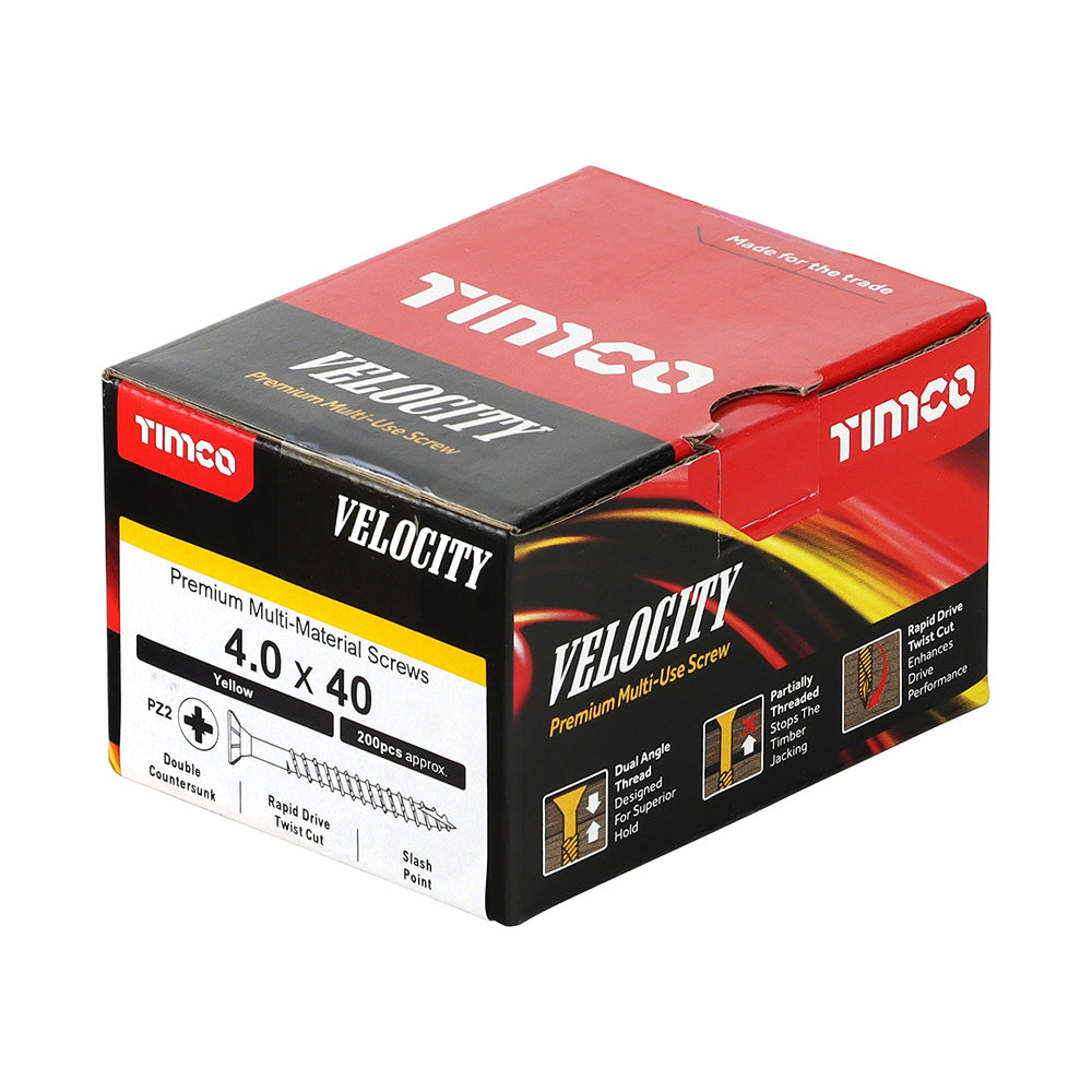 4.0 x 40 - Velocity Screw PZ2 CSK ZYP