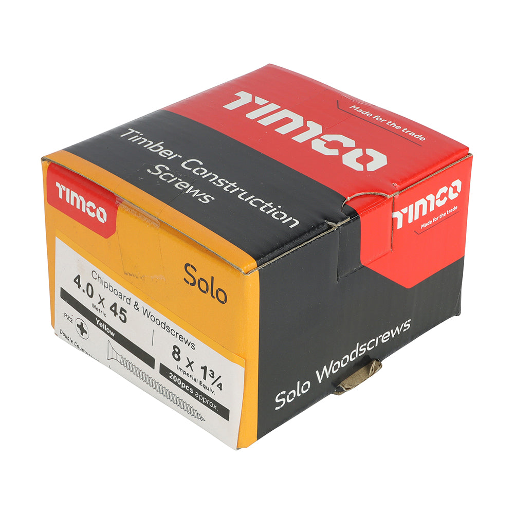 4.0 x 45 - Solo Woodscrew PZ2 CSK ZYP