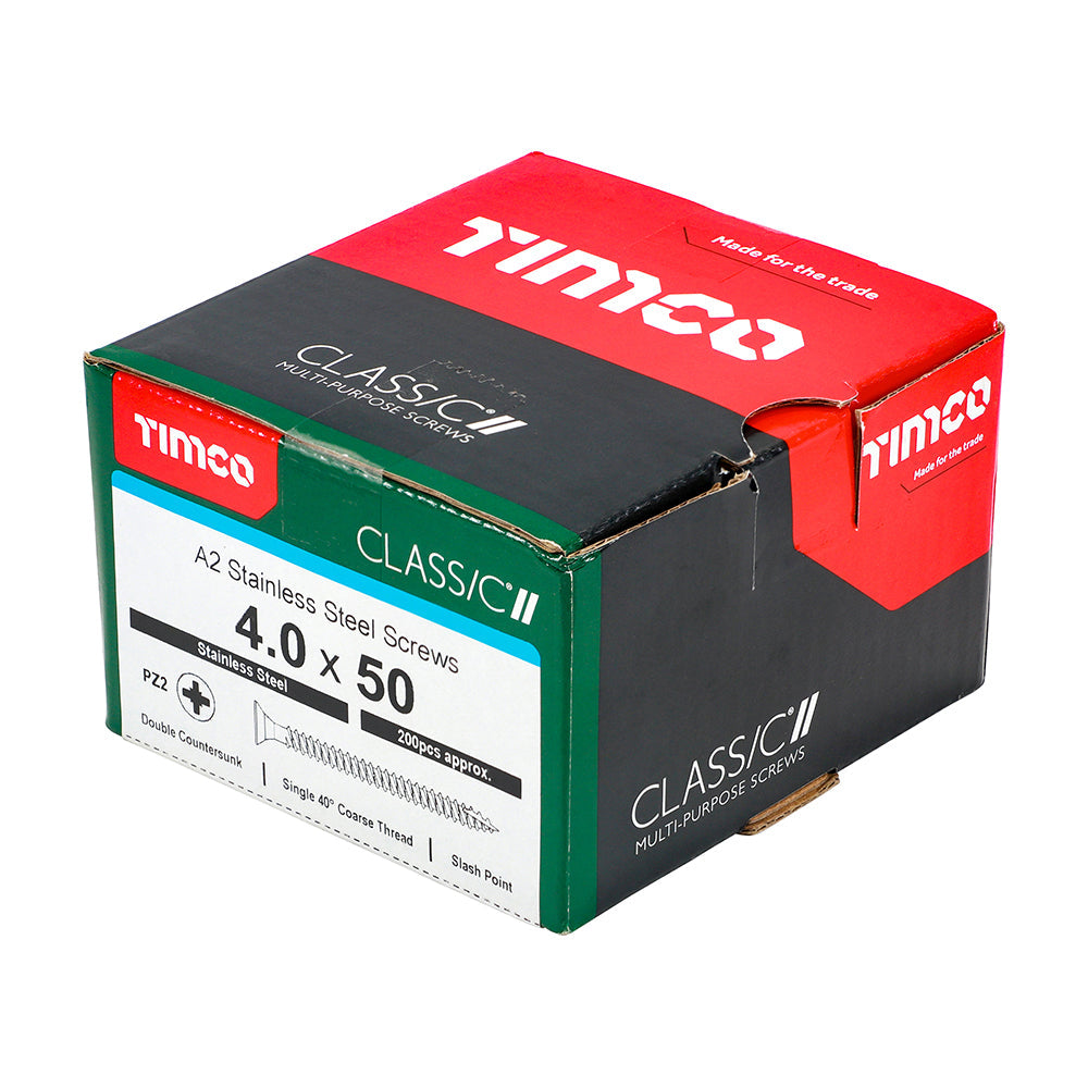 4.0 x 50 - Classic Screw PZ2 CSK A2 SS
