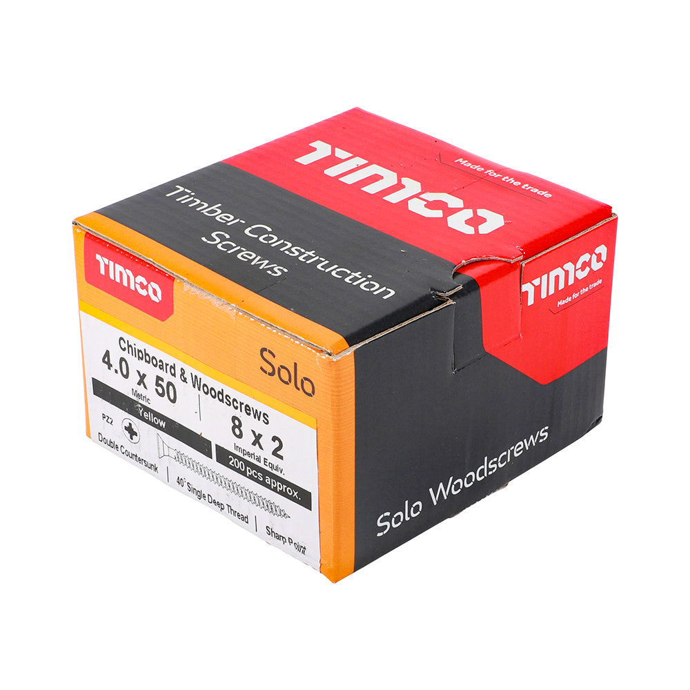 4.0 x 50 - Solo Woodscrew PZ2 CSK ZYP