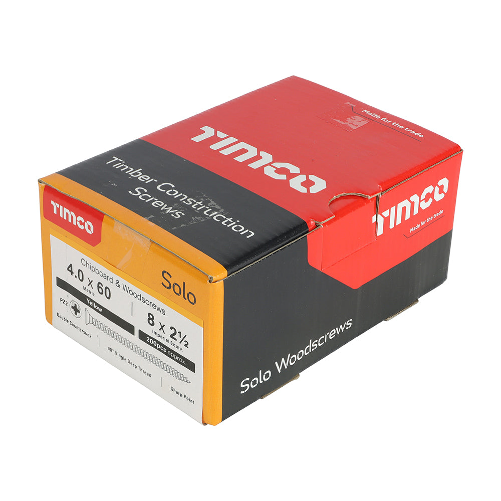 4.0 x 60 - Solo Woodscrew PZ2 CSK ZYP