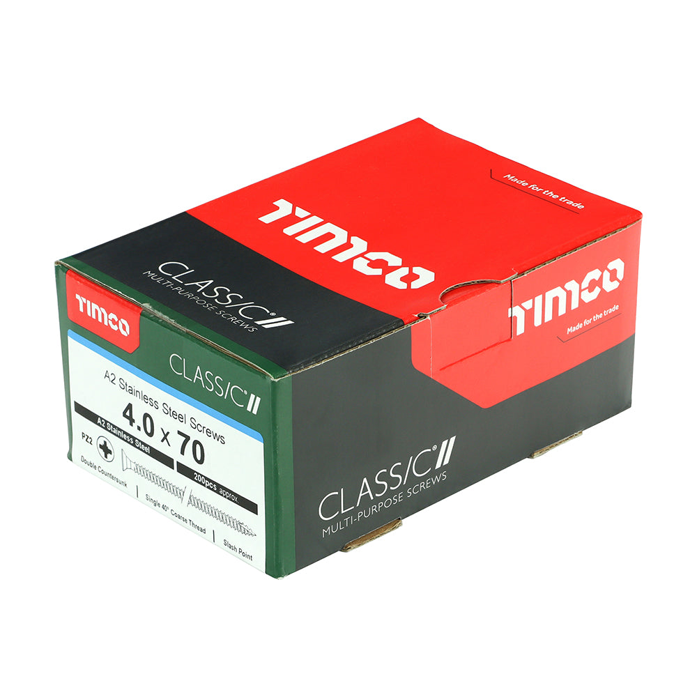 4.0 x 70 - Classic Screw PZ2 CSK A2 SS