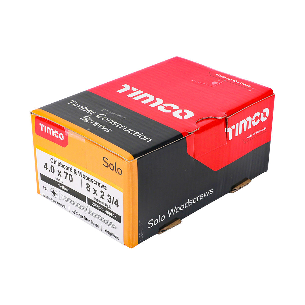 4.0 x 70 - Solo Woodscrew PZ2 CSK ZYP