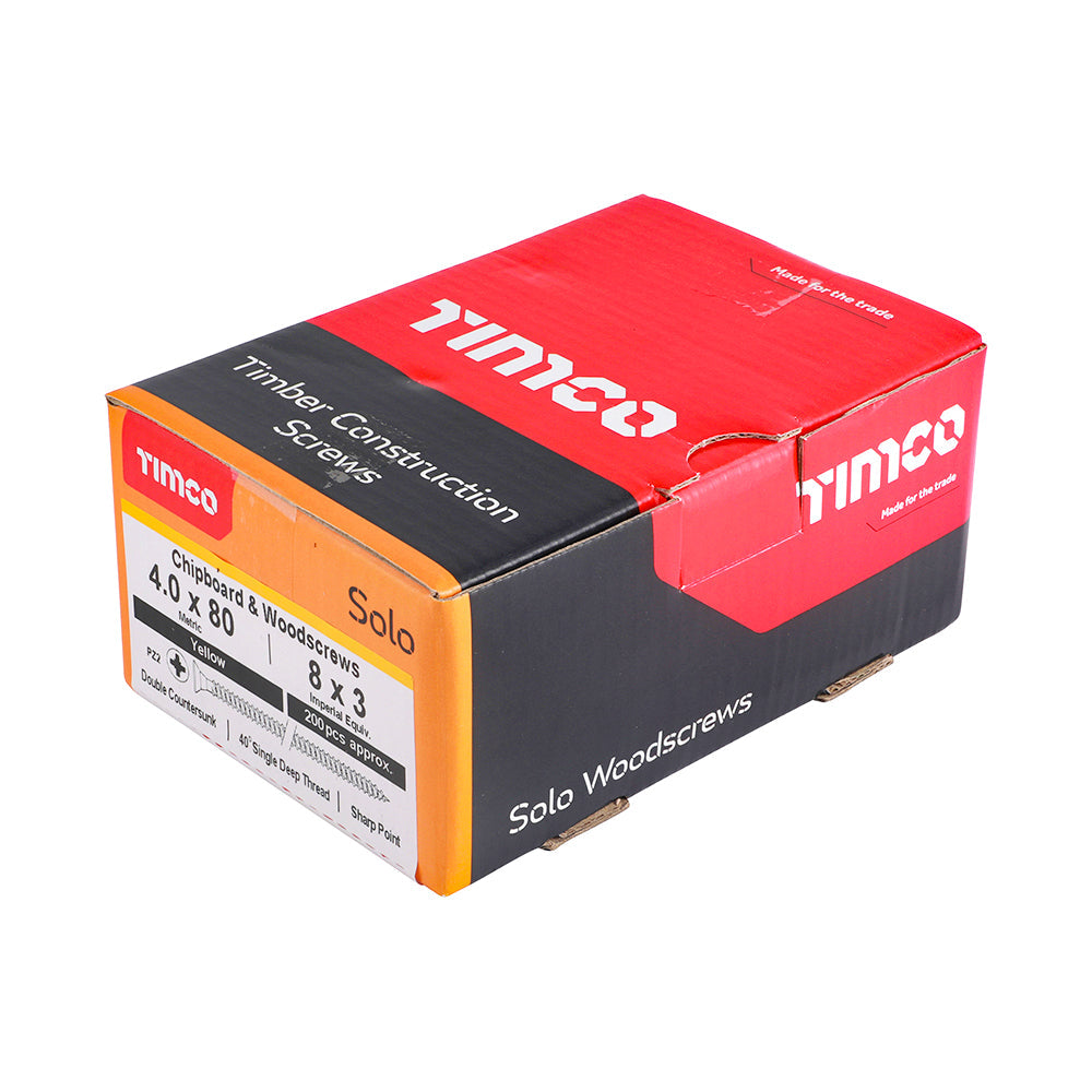 4.0 x 80 - Solo Woodscrew PZ2 CSK ZYP