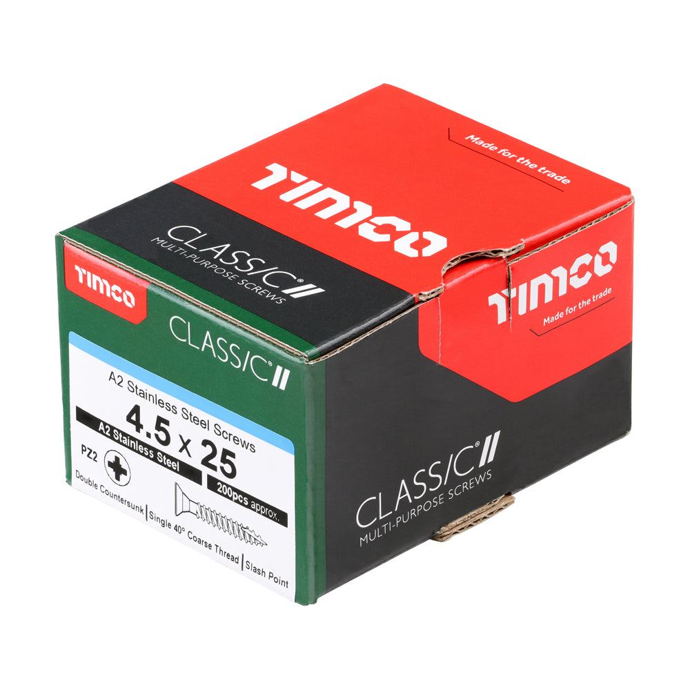 4.5 x 25 - Classic Screw PZ2 CSK A2 SS