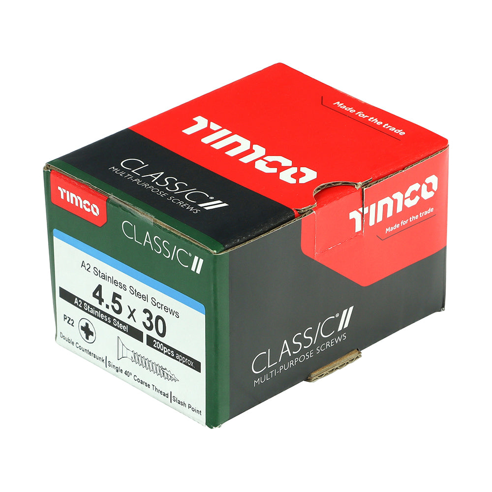 4.5 x 30 - Classic Screw PZ2 CSK A2 SS