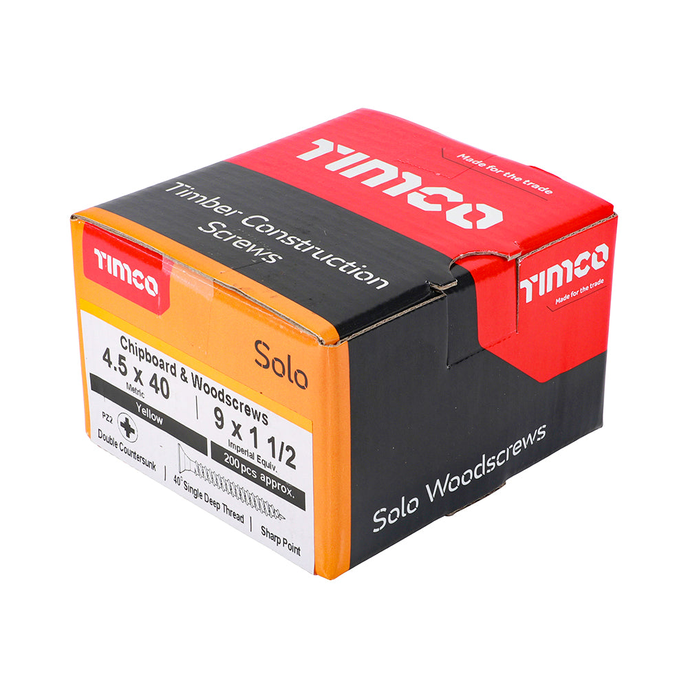 4.5 x 40 - Solo Woodscrew PZ2 CSK ZYP