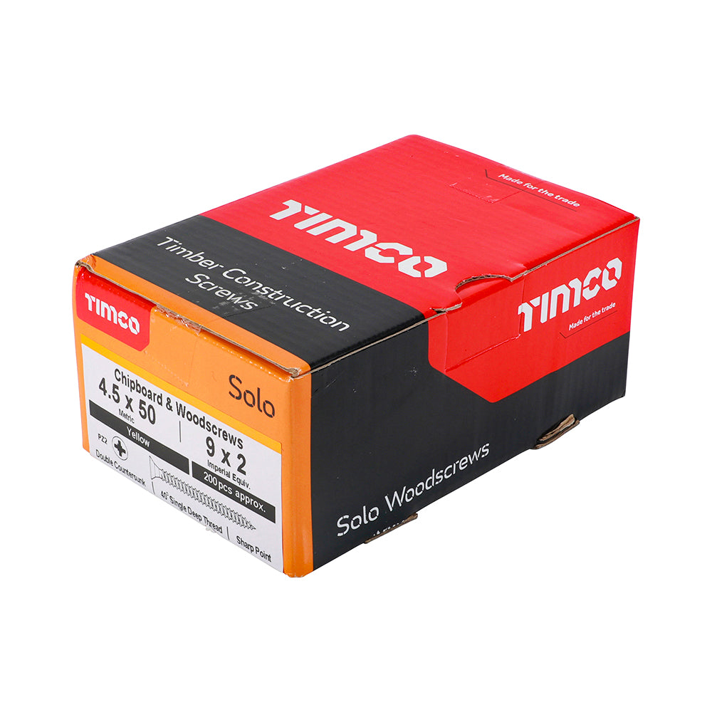4.5 x 50 - Solo Woodscrew PZ2 CSK ZYP