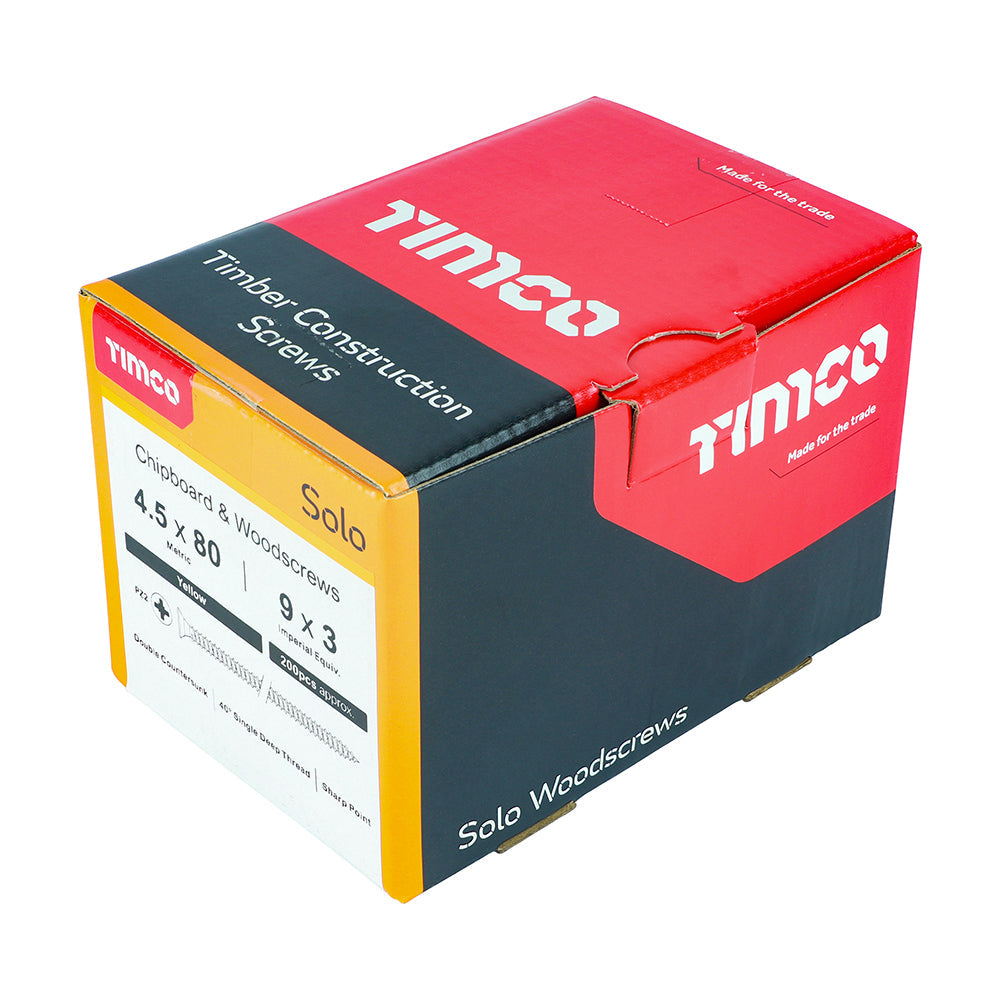 4.5 x 80 - Solo Woodscrew PZ2 CSK ZYP