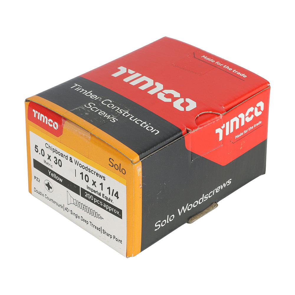 5.0 x 30 - Solo Woodscrew PZ2 CSK ZYP