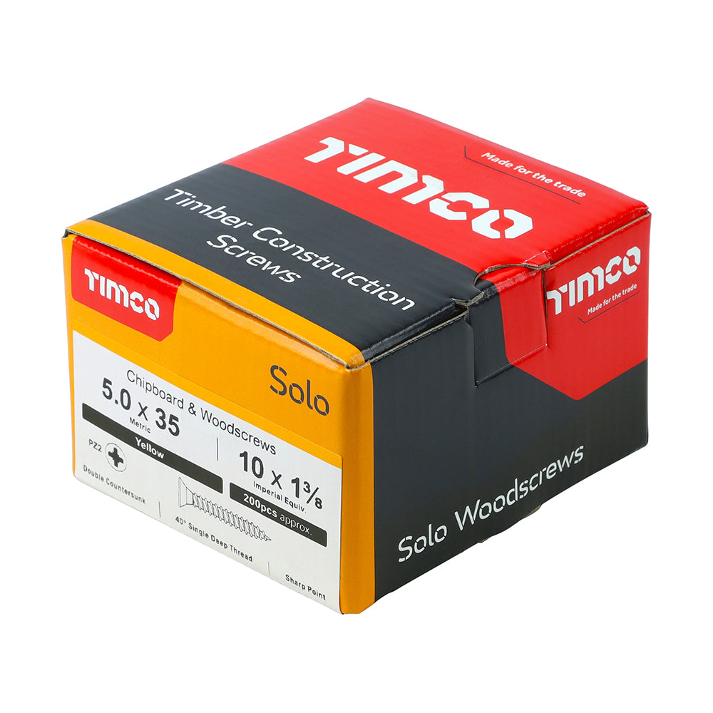 5.0 x 35 - Solo Woodscrew PZ2 CSK ZYP