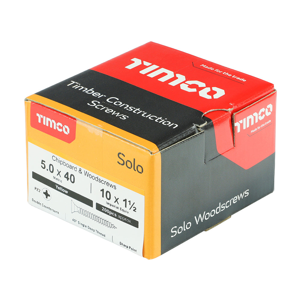 5.0 x 40 - Solo Woodscrew PZ2 CSK ZYP