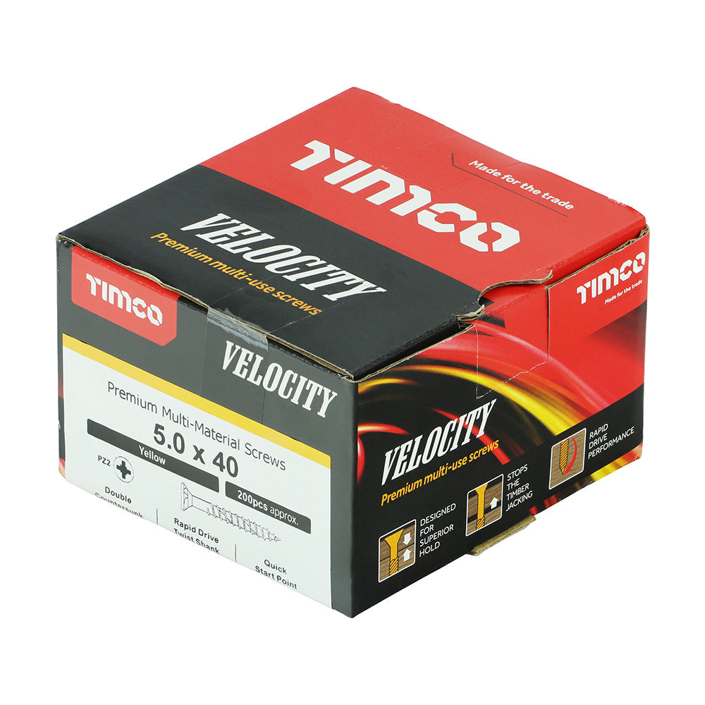 5.0 x 40 - Velocity Screw PZ2 CSK ZYP