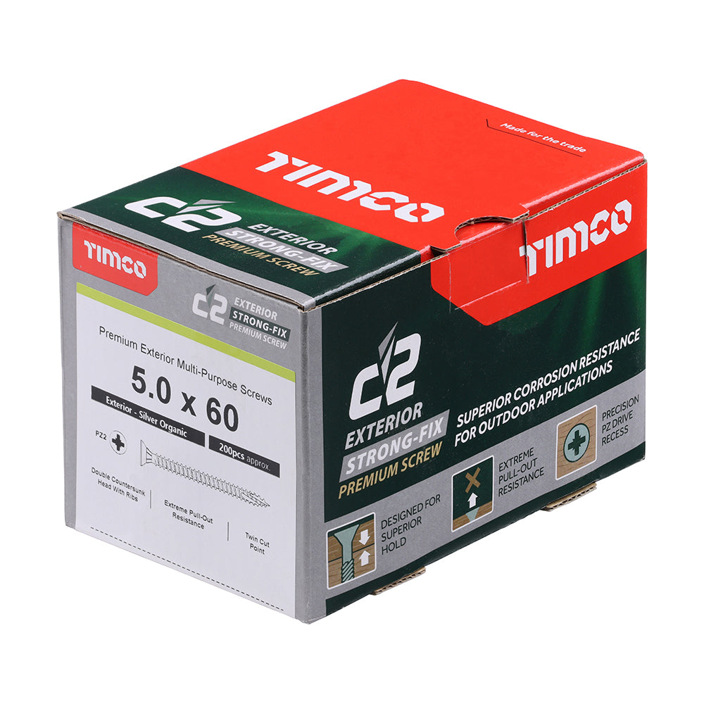5.0 x 60 - C2 Exterior Strong-Fix - PZ - Twin-Cut - Silver