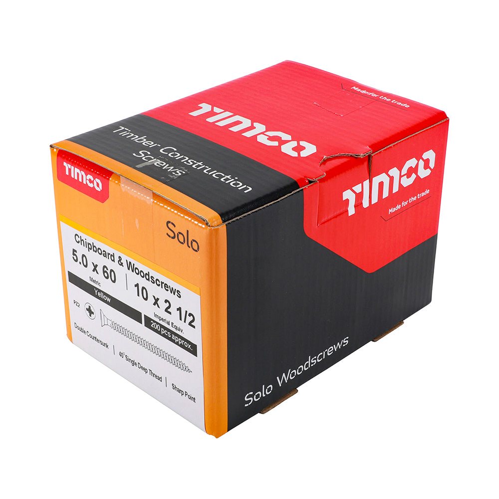 5.0 x 60 - Solo Woodscrew PZ2 CSK ZYP